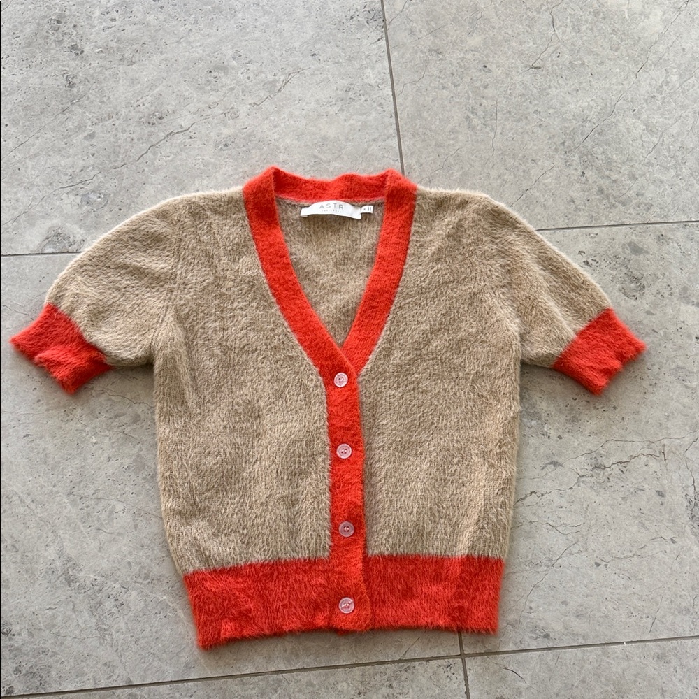 Astr Tan and Orange Knit Cardigan